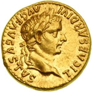 Tiberius portrait on a Roman coin.