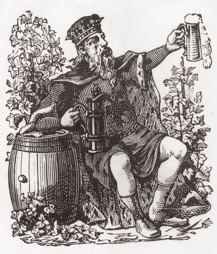 A typical portrait of Gambrinus, the King of Beer.